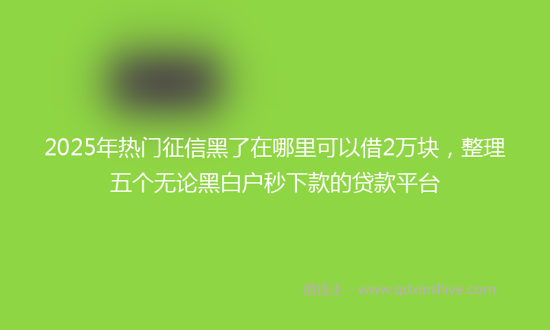 2025年热门征信黑了在哪里可以借2万块，整理五个无论黑白户秒下款的贷款平台