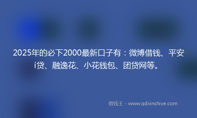 2025年的必下2000最新口子有：微博借钱、平安i贷、融逸花、小花钱包、团贷网等。