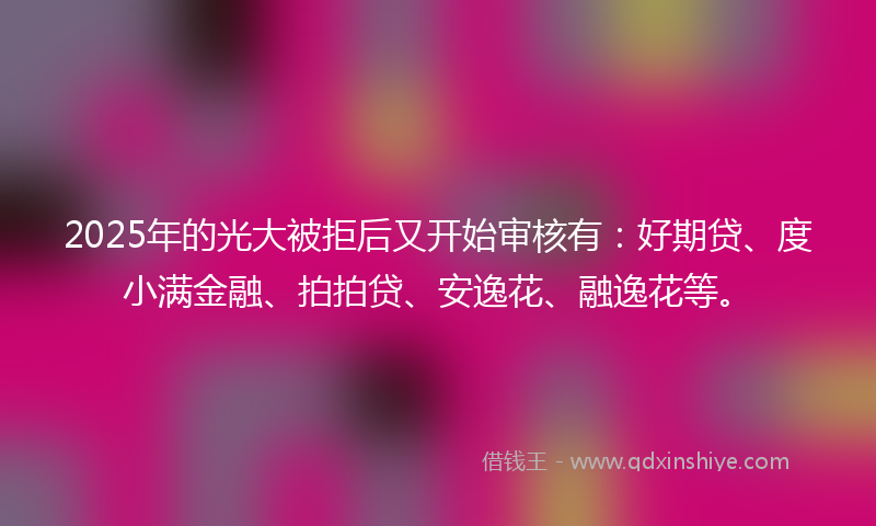 2025年的光大被拒后又开始审核有：好期贷、度小满金融、拍拍贷、安逸花、融逸花等。