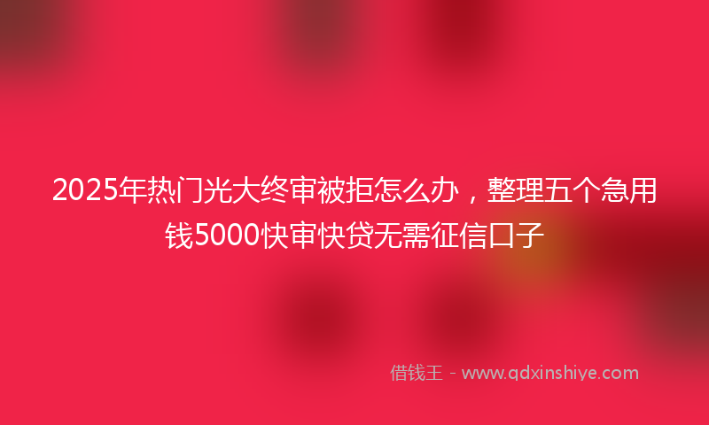 2025年热门光大终审被拒怎么办，整理五个急用钱5000快审快贷无需征信口子