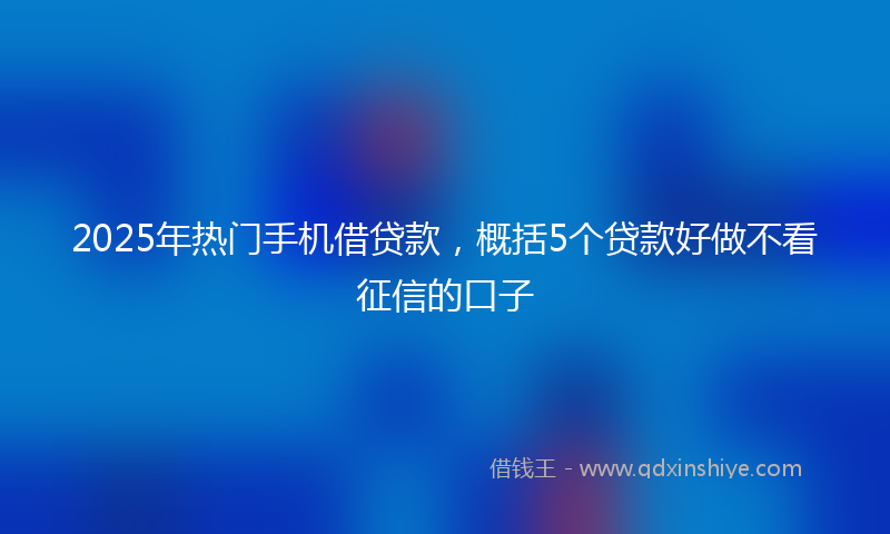 2025年热门手机借贷款，概括5个贷款好做不看征信的口子