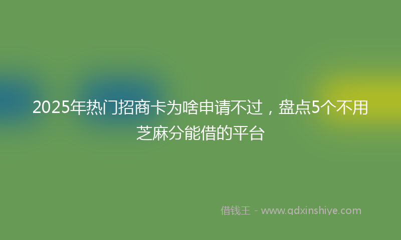 2025年热门招商卡为啥申请不过，盘点5个不用芝麻分能借的平台
