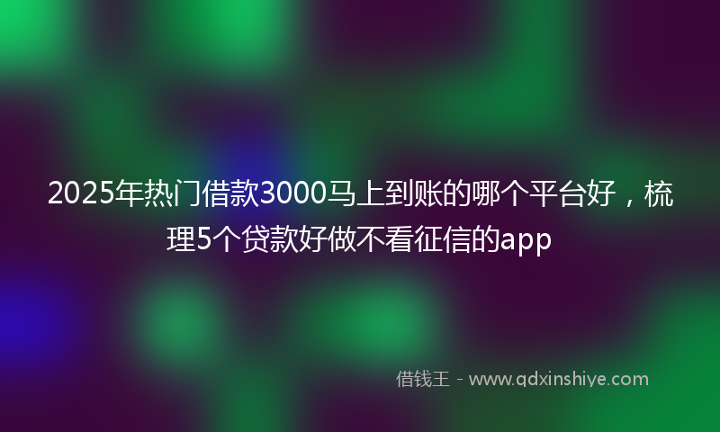 2025年热门借款3000马上到账的哪个平台好，梳理5个贷款好做不看征信的app