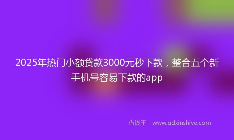2025年热门小额贷款3000元秒下款，整合五个新手机号容易下款的app