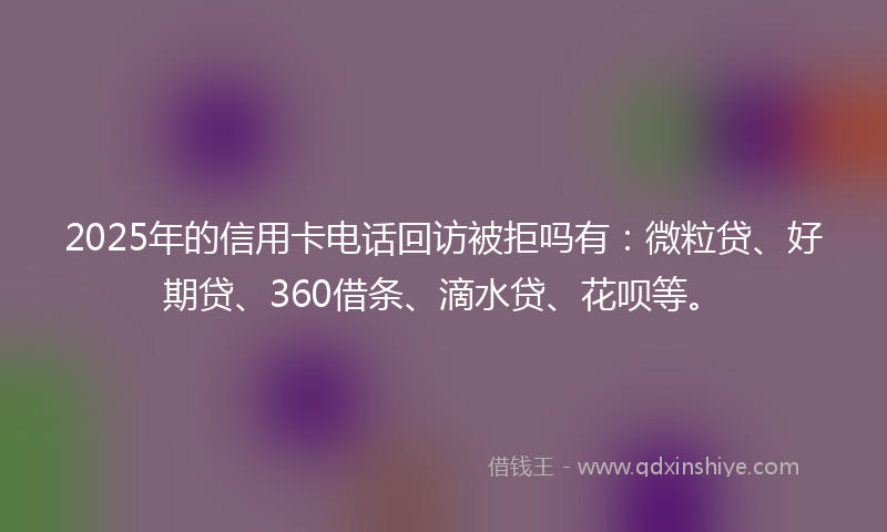 2025年的信用卡电话回访被拒吗有：微粒贷、好期贷、360借条、滴水贷、花呗等。