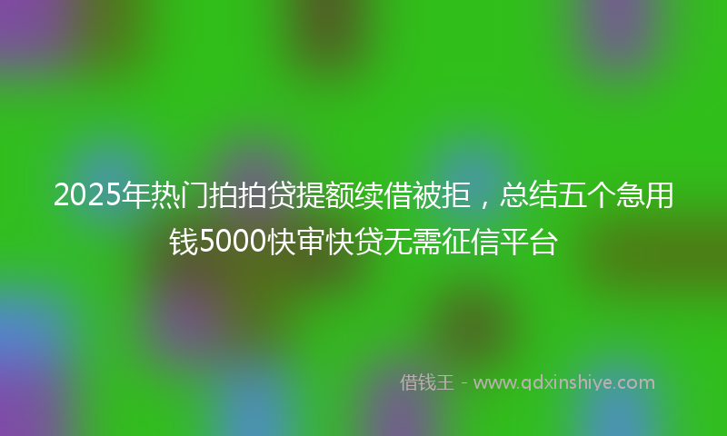 2025年热门拍拍贷提额续借被拒，总结五个急用钱5000快审快贷无需征信平台