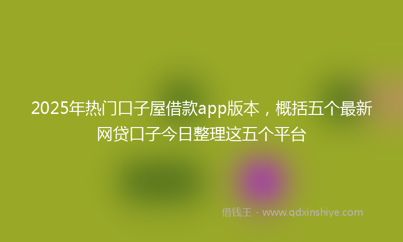 2025年热门口子屋借款app版本，概括五个最新网贷口子今日整理这五个平台