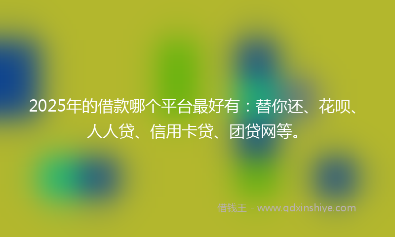 2025年的借款哪个平台最好有：替你还、花呗、人人贷、信用卡贷、团贷网等。
