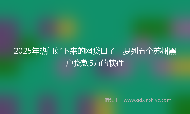 2025年热门好下来的网贷口子，罗列五个苏州黑户贷款5万的软件