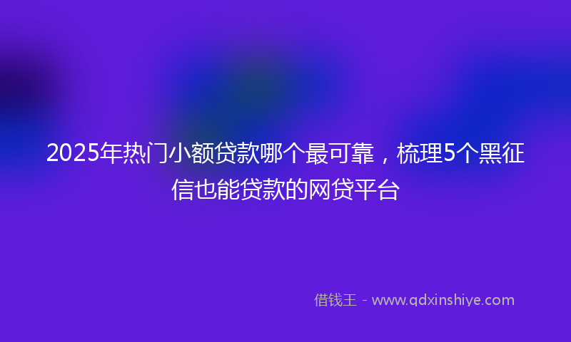 2025年热门小额贷款哪个最可靠，梳理5个黑征信也能贷款的网贷平台