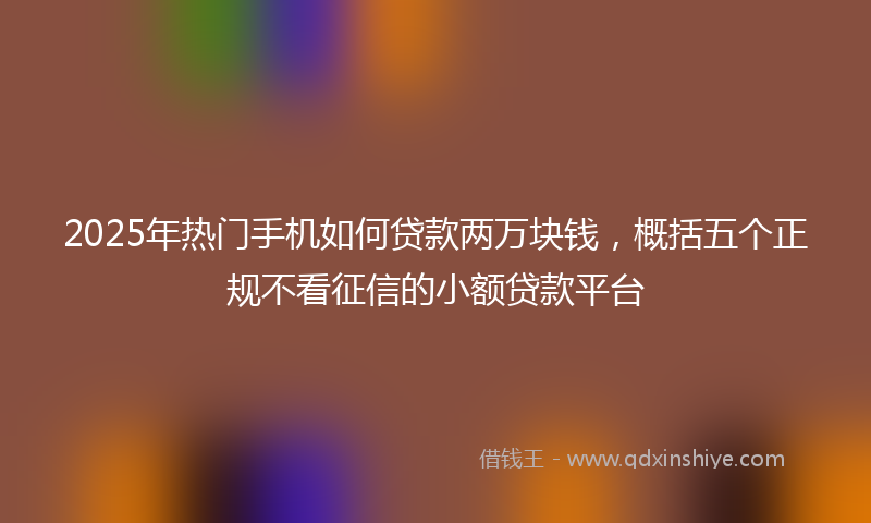2025年热门手机如何贷款两万块钱，概括五个正规不看征信的小额贷款平台