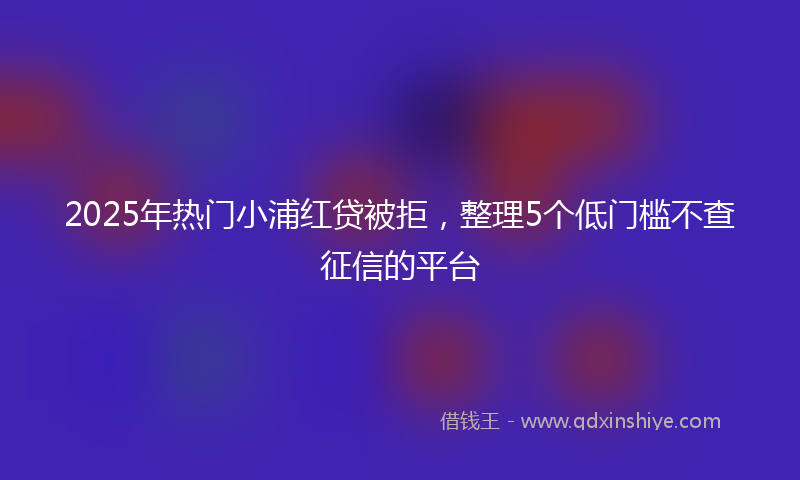 2025年热门小浦红贷被拒，整理5个低门槛不查征信的平台