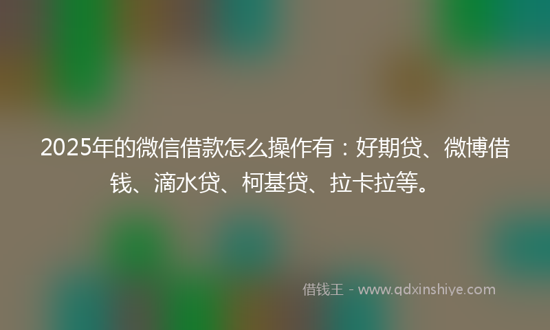 2025年的微信借款怎么操作有：好期贷、微博借钱、滴水贷、柯基贷、拉卡拉等。