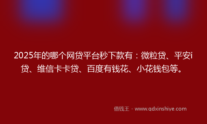 2025年的哪个网贷平台秒下款有：微粒贷、平安i贷、维信卡卡贷、百度有钱花、小花钱包等。