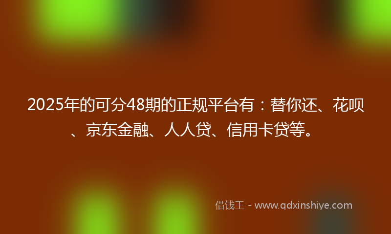 2025年的可分48期的正规平台有：替你还、花呗、京东金融、人人贷、信用卡贷等。