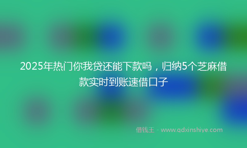 2025年热门你我贷还能下款吗，归纳5个芝麻借款实时到账速借口子
