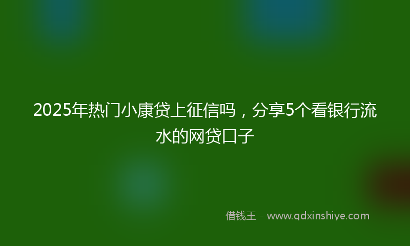 2025年热门小康贷上征信吗，分享5个看银行流水的网贷口子