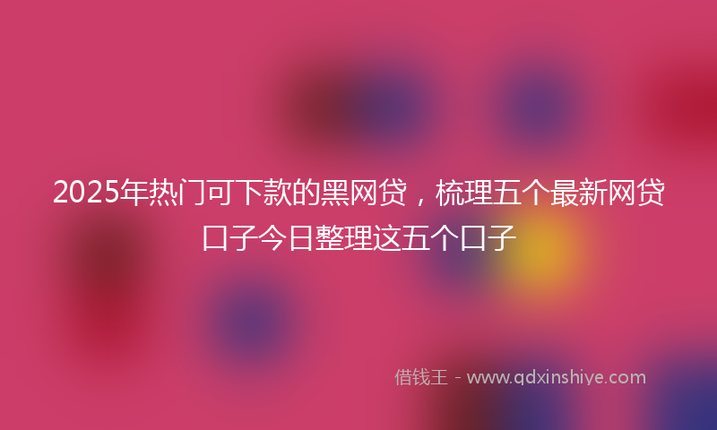 2025年热门可下款的黑网贷，梳理五个最新网贷口子今日整理这五个口子