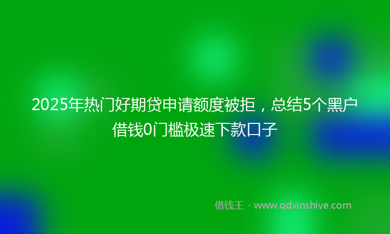 2025年热门好期贷申请额度被拒，总结5个黑户借钱0门槛极速下款口子