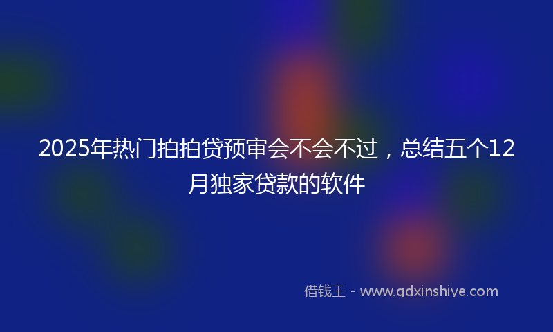 2025年热门拍拍贷预审会不会不过，总结五个12月独家贷款的软件