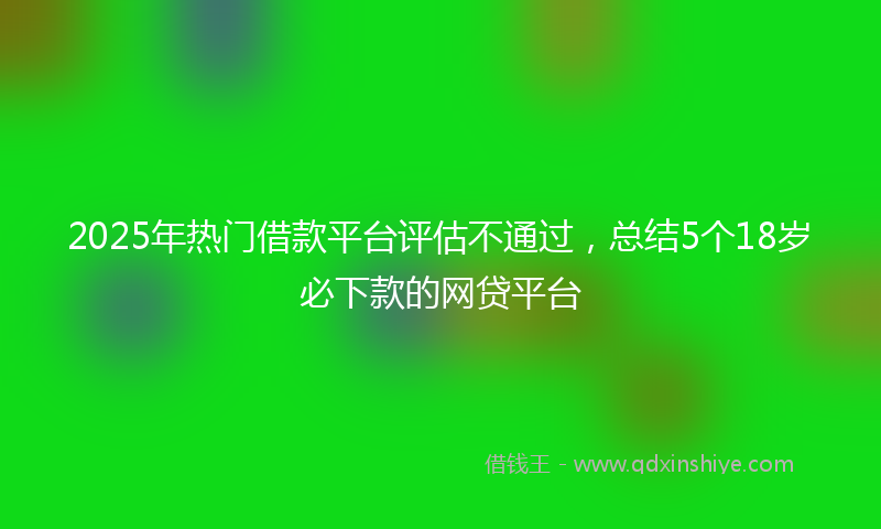 2025年热门借款平台评估不通过，总结5个18岁必下款的网贷平台