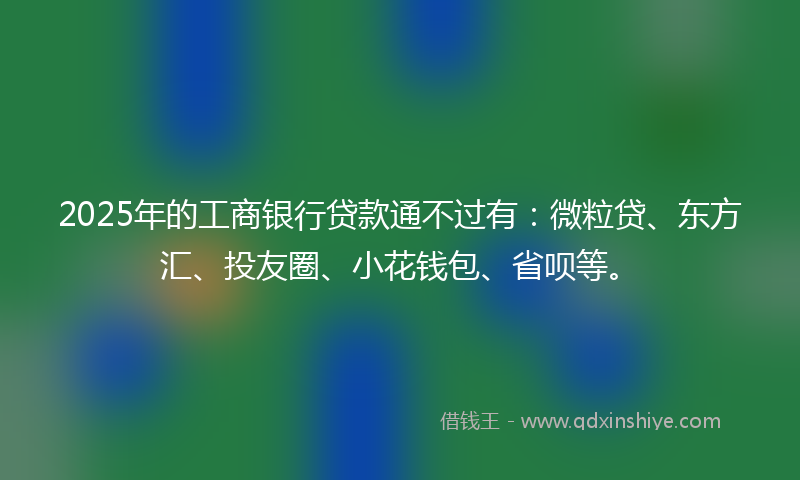 2025年的工商银行贷款通不过有：微粒贷、东方汇、投友圈、小花钱包、省呗等。