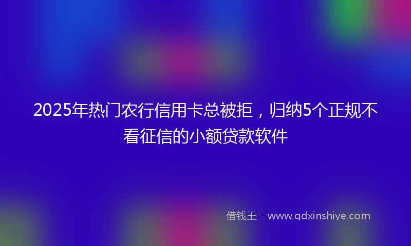 2025年热门农行信用卡总被拒，归纳5个正规不看征信的小额贷款软件