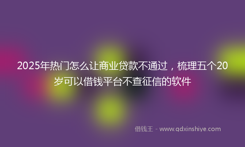 2025年热门怎么让商业贷款不通过，梳理五个20岁可以借钱平台不查征信的软件