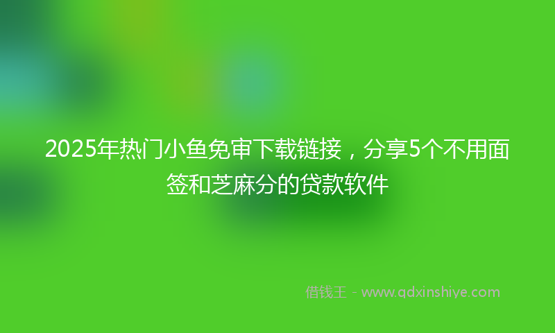 2025年热门小鱼免审下载链接，分享5个不用面签和芝麻分的贷款软件