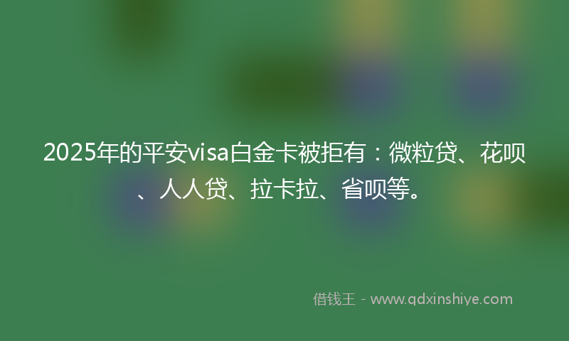 2025年的平安visa白金卡被拒有：微粒贷、花呗、人人贷、拉卡拉、省呗等。