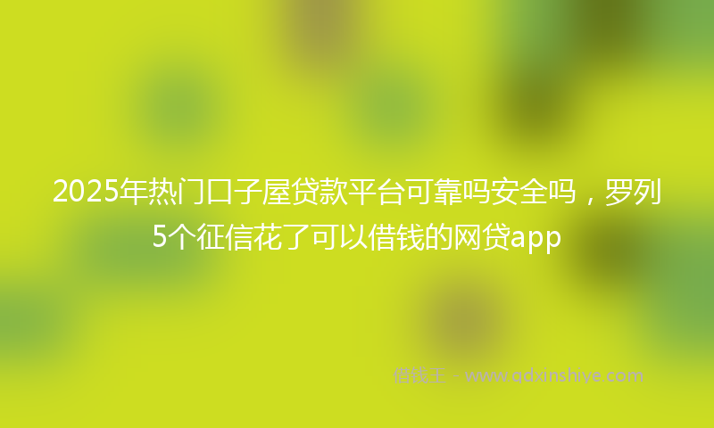 2025年热门口子屋贷款平台可靠吗安全吗，罗列5个征信花了可以借钱的网贷app