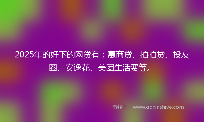 2025年的好下的网贷有：惠商贷、拍拍贷、投友圈、安逸花、美团生活费等。
