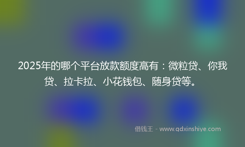 2025年的哪个平台放款额度高有：微粒贷、你我贷、拉卡拉、小花钱包、随身贷等。