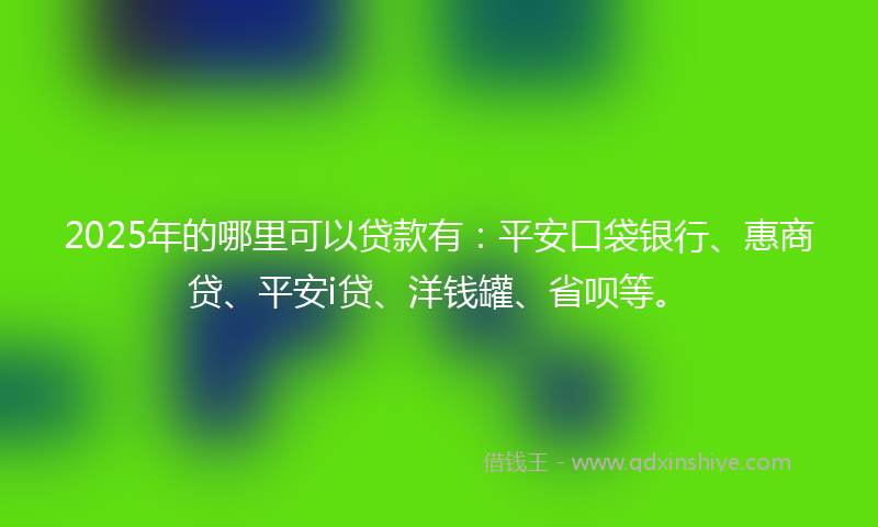 2025年的哪里可以贷款有：平安口袋银行、惠商贷、平安i贷、洋钱罐、省呗等。