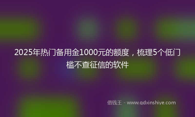 2025年热门备用金1000元的额度，梳理5个低门槛不查征信的软件