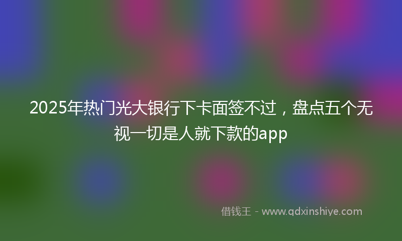 2025年热门光大银行下卡面签不过，盘点五个无视一切是人就下款的app