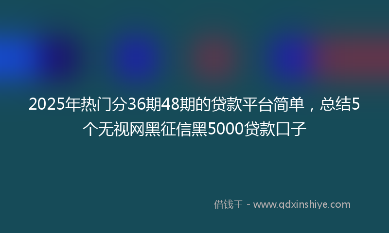 2025年热门分36期48期的贷款平台简单，总结5个无视网黑征信黑5000贷款口子