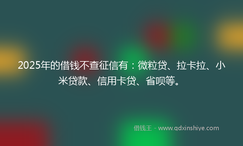 2025年的借钱不查征信有：微粒贷、拉卡拉、小米贷款、信用卡贷、省呗等。