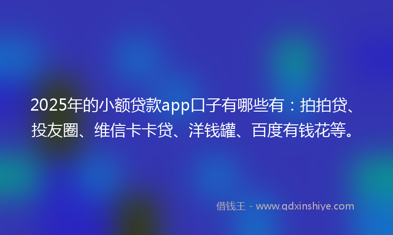 2025年的小额贷款app口子有哪些有：拍拍贷、投友圈、维信卡卡贷、洋钱罐、百度有钱花等。