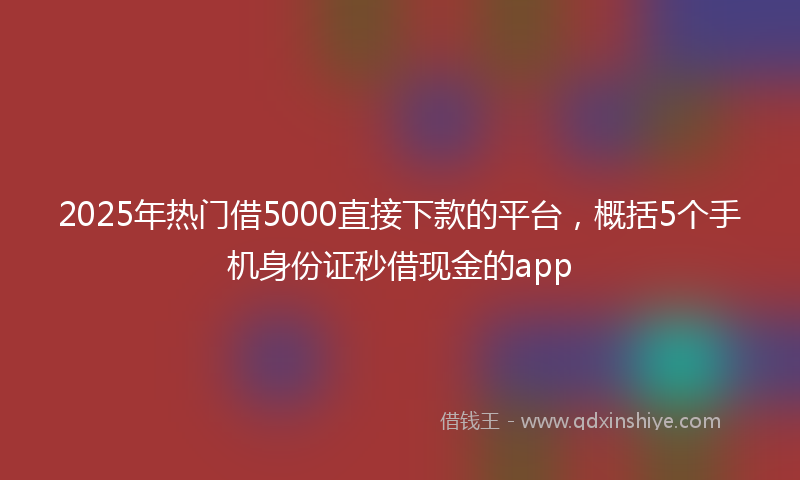 2025年热门借5000直接下款的平台，概括5个手机身份证秒借现金的app