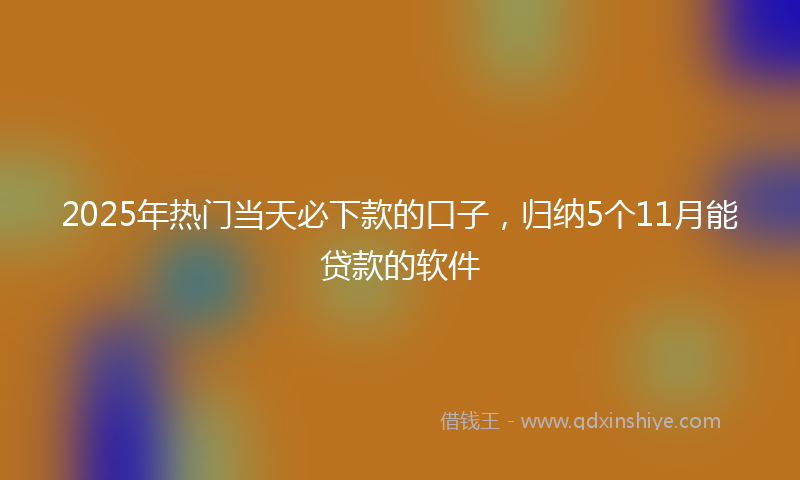 2025年热门当天必下款的口子，归纳5个11月能贷款的软件