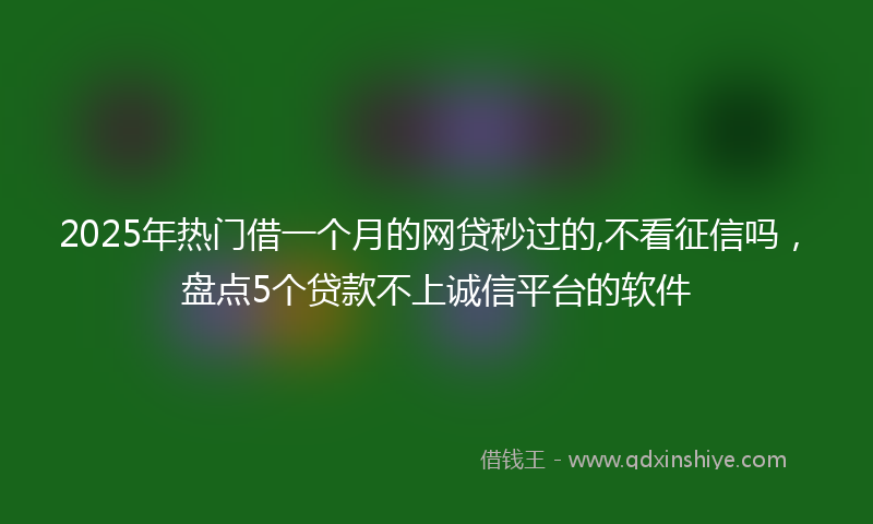 2025年热门借一个月的网贷秒过的,不看征信吗，盘点5个贷款不上诚信平台的软件