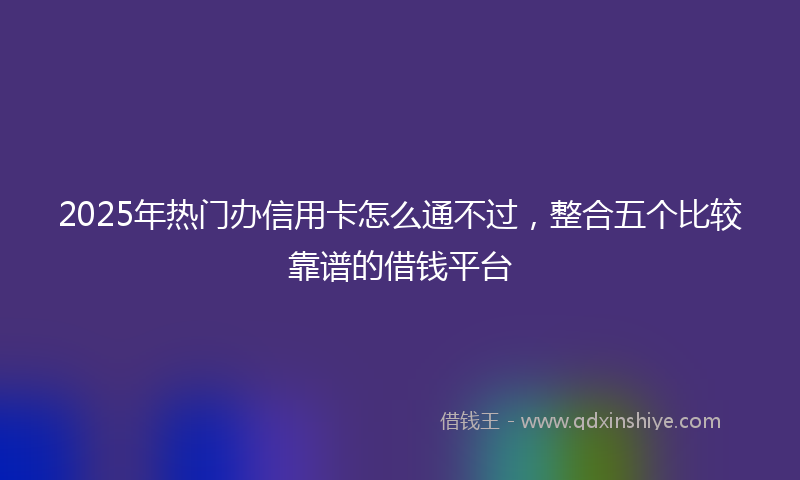 2025年热门办信用卡怎么通不过，整合五个比较靠谱的借钱平台