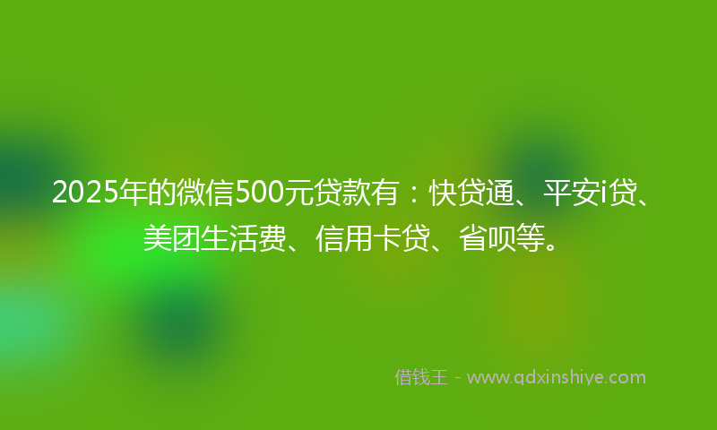 2025年的微信500元贷款有：快贷通、平安i贷、美团生活费、信用卡贷、省呗等。