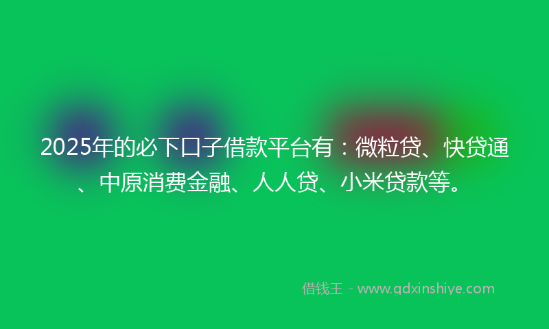 2025年的必下口子借款平台有：微粒贷、快贷通、中原消费金融、人人贷、小米贷款等。
