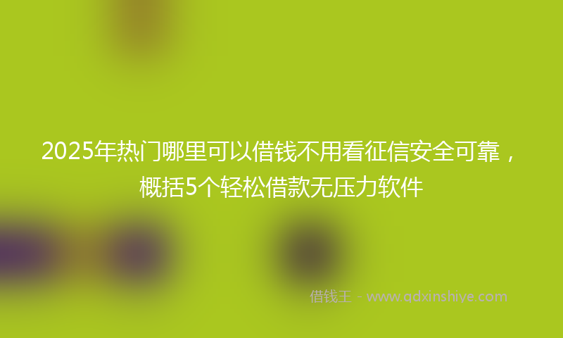 2025年热门哪里可以借钱不用看征信安全可靠，概括5个轻松借款无压力软件