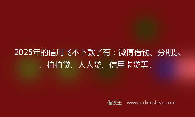 2025年的信用飞不下款了有：微博借钱、分期乐、拍拍贷、人人贷、信用卡贷等。