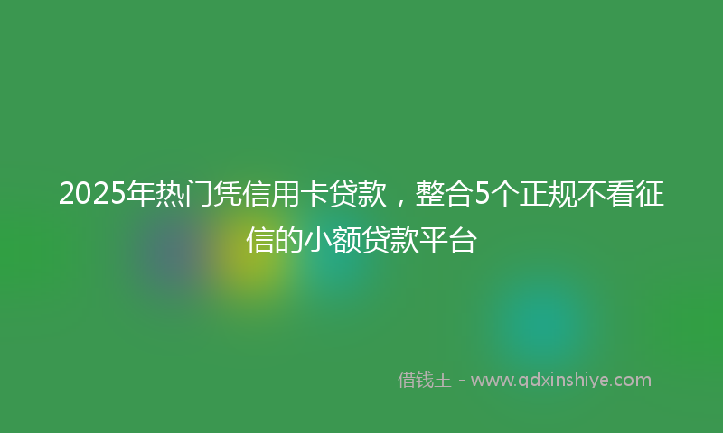 2025年热门凭信用卡贷款，整合5个正规不看征信的小额贷款平台