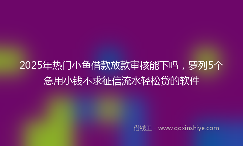 2025年热门小鱼借款放款审核能下吗，罗列5个急用小钱不求征信流水轻松贷的软件