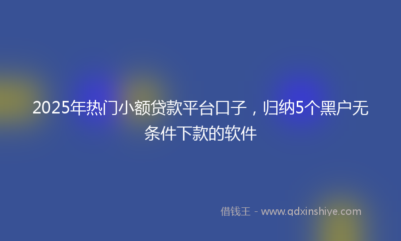 2025年热门小额贷款平台口子，归纳5个黑户无条件下款的软件